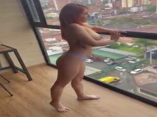 Big tits Redhead Latina babe With Asshole Tattoo Sucks shaft And Is Nervous